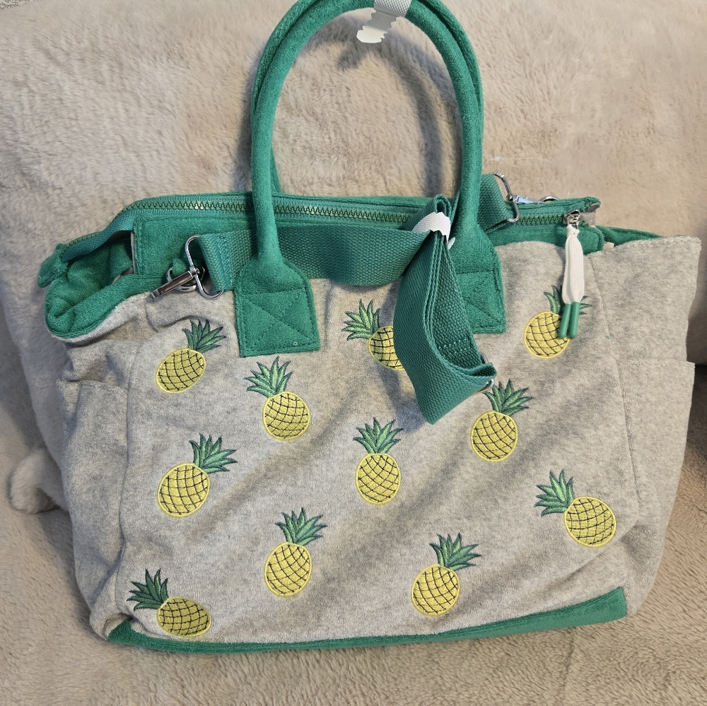 Green and Gray Pineapple Tote Bag